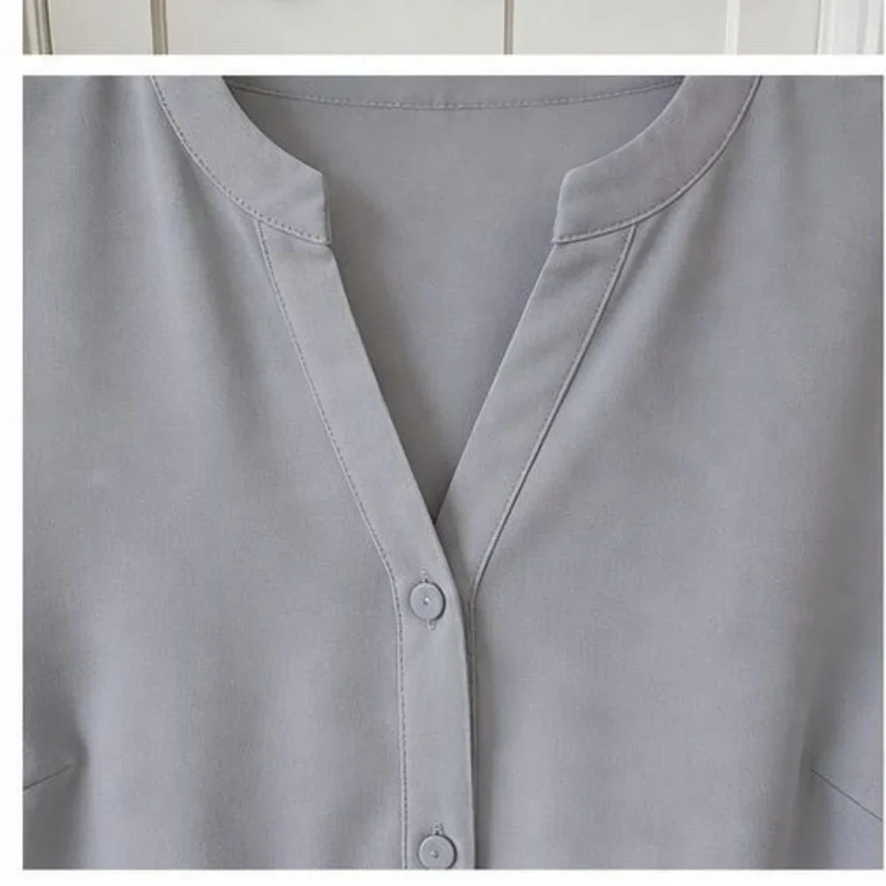 Gray Pleated Blouse - Picture 4 of 6